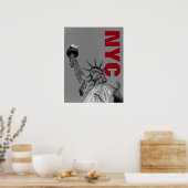 NYC Zwart Wit Vrijheidsbeeld Kunstfoto Poster (Keuken)