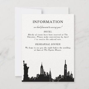NYC zwarte en witte informatiekaart RSVP Kaartje