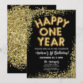 NYE 1er Nouvel An Anniversaire Joyeux Invitation d (Devant / Derrière)