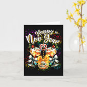 Nye Champagne Disco Coquette Bow New Year Firework Kaart (Gele Bloem)