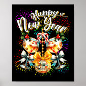 Nye Champagne Disco Coquette Bow New Year Firework Poster (Voorkant)