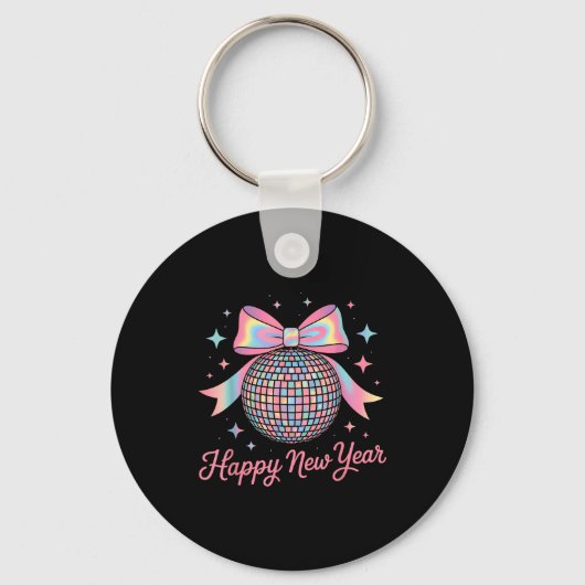 Nye Disco Ball Luxury Golden Happy New Year  Sleutelhanger (Voorkant)
