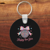 Nye Disco Ball Luxury Golden Happy New Year  Sleutelhanger (Voorkant)