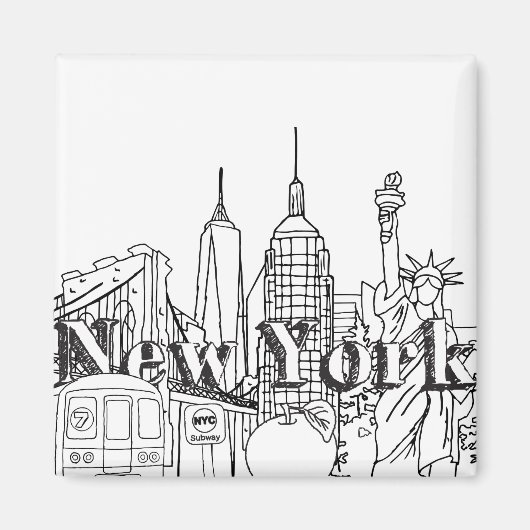 NYE New York Vacation Souvenirs NYC Gift Magneet (Voorkant)