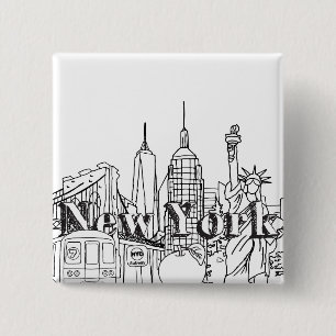 NYE New York Vacation Souvenirs NYC Gift Vierkante Button 5,1 Cm