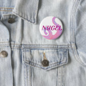 NYGEL roze en witte knop Ronde Button 5,7 Cm (In situ)