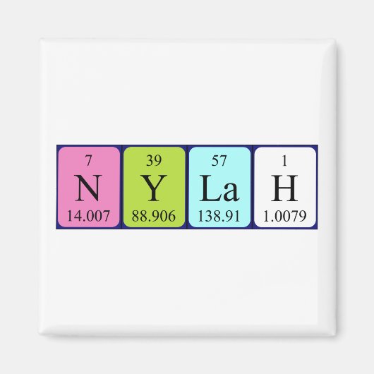 Nylah periodieke lijstnaam magnet magneet (Voorkant)