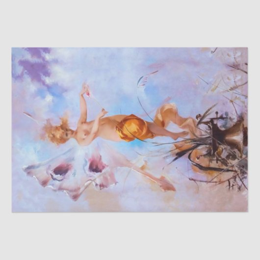 Nymph (1878) van Luis Ricardo Falero Tissuepapier (Voorkant)