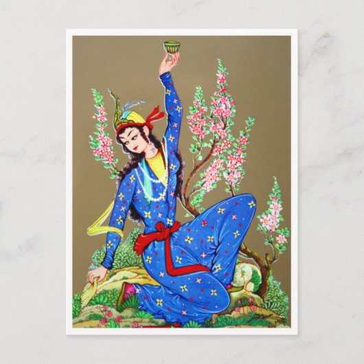 Nymph met drink kop briefkaart (Voorkant)