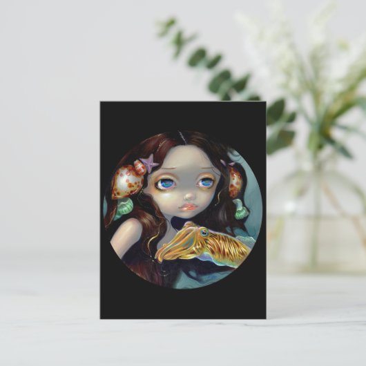 "Nymph met een Cuttlefish-Briefkaart" Briefkaart (Staand voorkant)