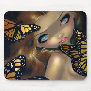 "Nymph with Monarchs" Mousepad Muismat