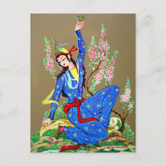 Nymphe avec la tasse de boisson carte postale