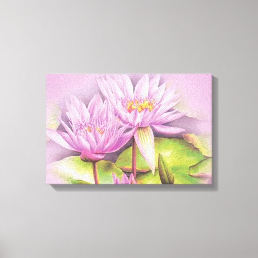 Nymphéa fleurs violettes toile florale longue impr (Recto)