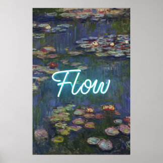 Nymphéas Remix – Néon « FLOW » Art mural et Cadeau
