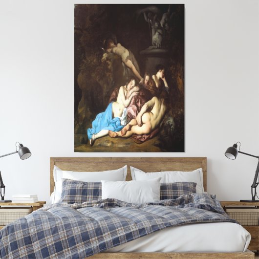 Nymphs by a Fountain (early 1650s) Canvas Afdruk (Insitu (Slaapkamer))