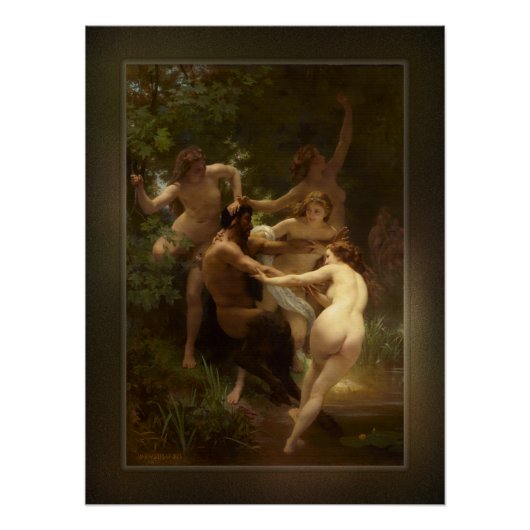 Nymphs en Satyr van William-Adolphe Bouguereau Perfect Poster (Voorkant)