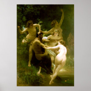 Nymphs en Satyr van William Adolphe Bouguereau Poster