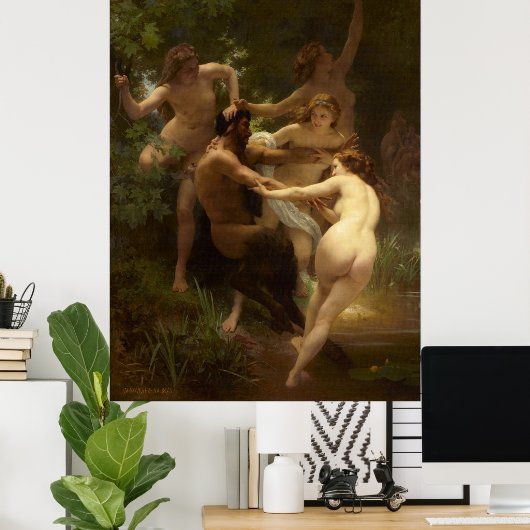 Nymphs en Satyr van William-Adolphe Bouguereau Poster (Thuiskantoor)