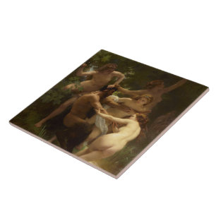 Nymphs en Satyr van William-Adolphe Bouguereau Tegeltje