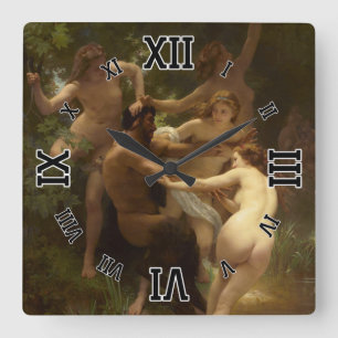 Nymphs en Satyr van William-Adolphe Bouguereau Vierkante Klok