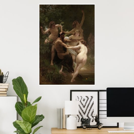 Nymphs en Satyr William-Adolphe Bouguereau Poster (Thuiskantoor)