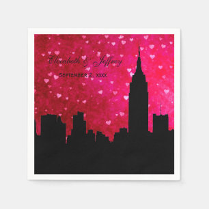 NYSilhouet van de skyline Roze Rood Hart Servet