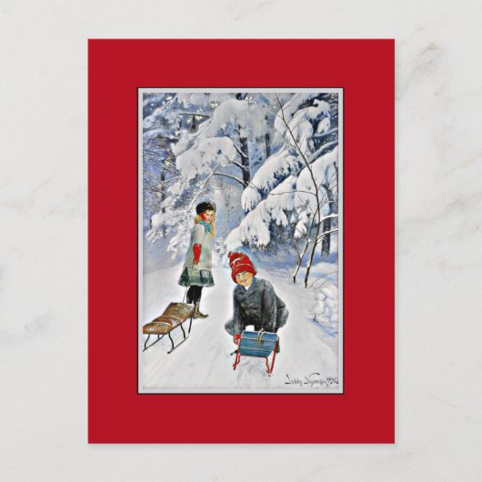 Nystrom - Kinderen in de sneeuw, 1910 Briefkaart (Voorkant)