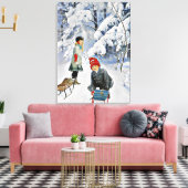 Nystrom - Kinderen in de sneeuw, 1910 Canvas Afdruk (Insitu (Woonkamer))