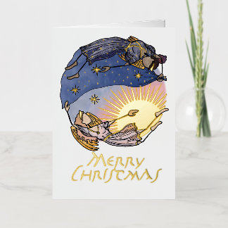 Nyx en Hespera (nacht en dag) Kerst Kaart