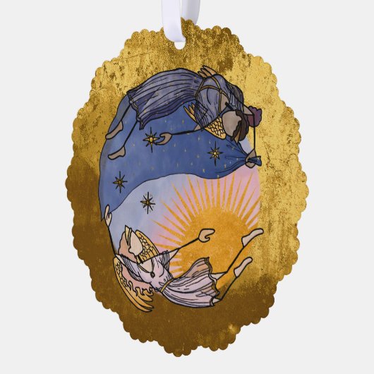 Nyx en Hespera (nacht en dag) Oudgrieks Ornament Kaart (Links)