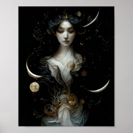 Nyx, godin van Night Surreal Fantasy Art Poster