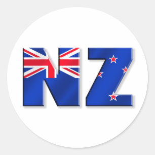 NZ logo vlag van Nieuw-Zeeland Ronde Sticker