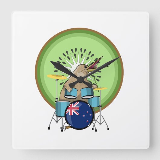 NZ-muziek Kiwi drumming Vierkante Klok (Voorkant)