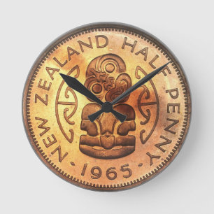 NZ Nieuw-Zeeland halve Penny Tiki klok