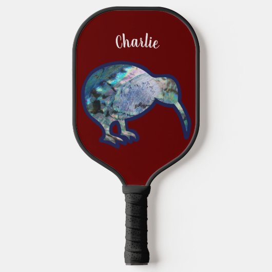 NZ SHINY PAUA KIWI BIRD NEW ZEALAND CUSTOMED PICKLEBALL PADDLE (Voorkant)