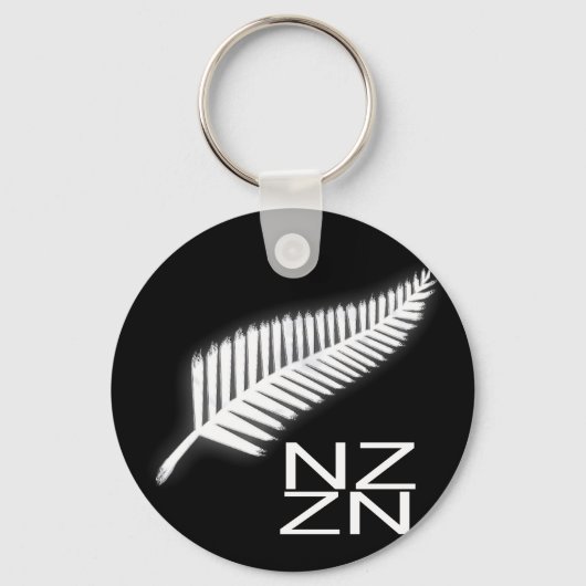 NZ Silver Fern National Emblem Patriotic Sleutelha Sleutelhanger (Voorkant)