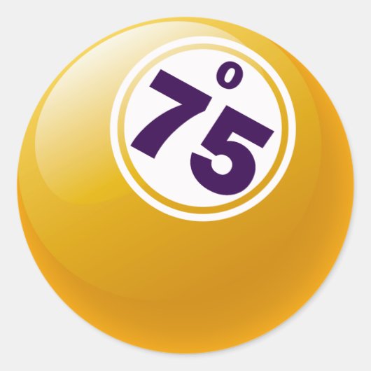 O 75 BINGO BALL RONDE STICKER (Voorkant)