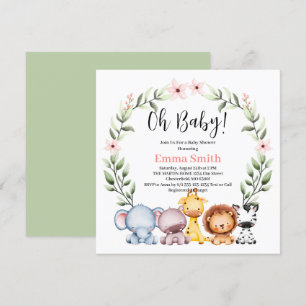 O Baby Groene Jungle Safari Dieren Baby Shower Kaart