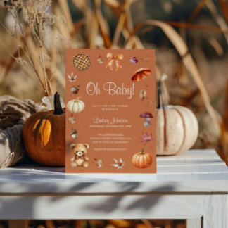 O Baby Herfst Terracotta Baby Shower Kaart