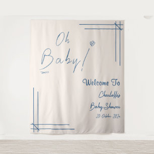 O, baby! Minimalistische baby shower gender neutra Wandkleed