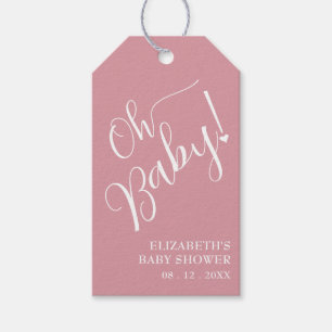 O, baby! Roze meisje babyshower Cadeaulabel