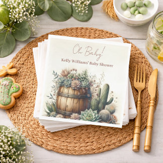 O Baby! Rustieke Vetplanten & Cactussen Baby Showe Servet
