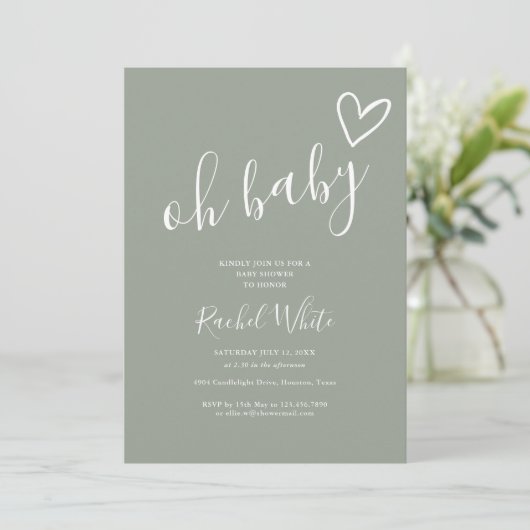 O Baby Shower All In One Neutraal Salie Groen Kaart (Staand voorkant)