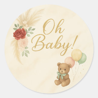 O, baby! Teddybeer en Pampas baby shower sticker