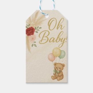 O, baby! Teddydbeer & Pampas Bloemenkleuren Baby S Cadeaulabel