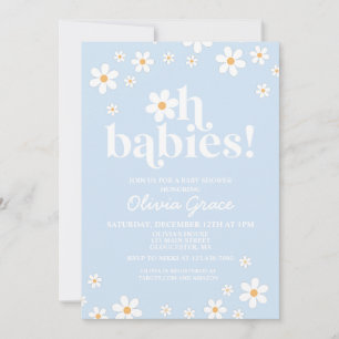 O, baby'tjes! Bleekblauwe baby shower met madelief Kaart