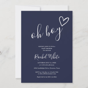 O Boy Babyborrel Hart Marineblauw Minimalistisch Kaart