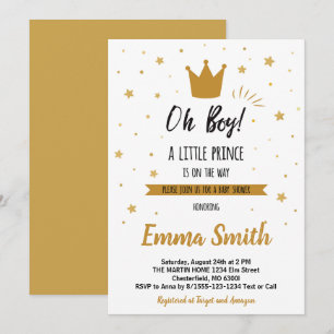 O Boy Gouden Sterren Gouden Kraai Baby Shower Kaart