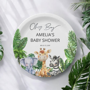 O Boy Jungle Safari Baby Shower Tropisch Papier Pl Papieren Bordje