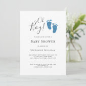 O Boy Moderne Blauwe Baby Shower Kaart (Staand voorkant)